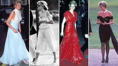 Desde el principio de su entrada en palacio y hasta el final de sus días Diana supo convertirse en icono de la moda. Tenía diseñadores de cabecera y otros que iba probando poco a poco, pero todos sabían el filón que suponía que la princesa se pusiera sus trajes. Ella, además, jugaba con la ropa para lograr enviar un mensaje con ella en cada una de sus apariciones, algo especialmente señalado cuando se separó de Carlos. En una de sus primeras apariciones tras su divorcio llevó un vestido negro, corto y de gran escote (el cuarto en la fotografía) que se llegó a llamar 'el vestido de la venganza'.