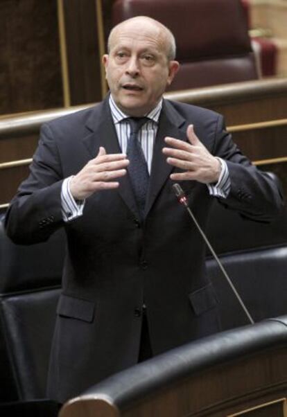 José Ignacio Wert, durante su intervención hoy en la sesión de control al Gobierno en el pleno del Congreso.