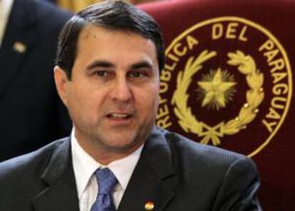 En la imagen un registro del presidente de Paraguay, Federico Franco, quien dijo el lunes que en la cuenca del Pirity (Chaco) se ha encontrado petróleo y habló sobre la posibilidad de que Paraguay se pueda sumar a los países productores de petróleo. EFE/Archivo