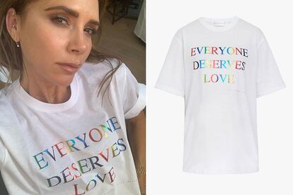 Victoria Beckham levantó polémica con una camiseta LGTBIQ por 100 euros.