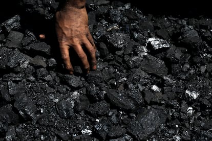 Un minero separa trozos de carbón en el municipio de Sabinas, el 25 de marzo de 2021.