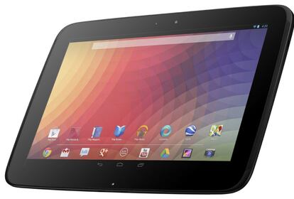 Nexus 10, la tableta de Google fabricada por Samsung, pesa 603 gramos. La pantalla es de 10 pulgadas y el precio comienza en 399 euros.