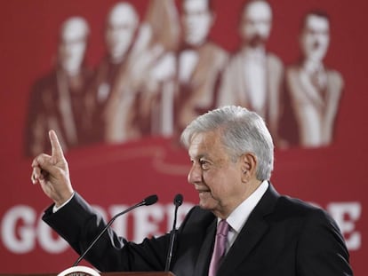 El presidente López Obrador en rueda de prensa.