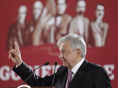 El presidente López Obrador en rueda de prensa.