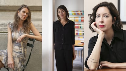 De izquierda a derecha, las escritoras Leslie Jamison, Rachel Cusk y Sarah Manguso.