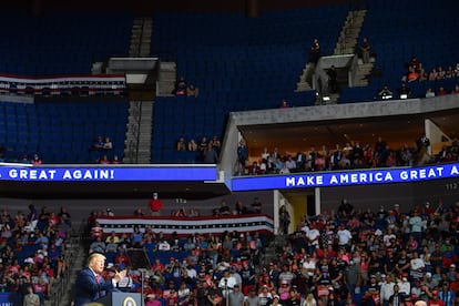 Parte del auditorio vacío en el mitin del presidente de Estados Unidos del pasado 20 de junio, en Tulsa.