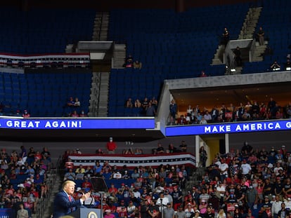 Parte del auditorio vacío en el mitin del presidente de Estados Unidos del pasado 20 de junio, en Tulsa.