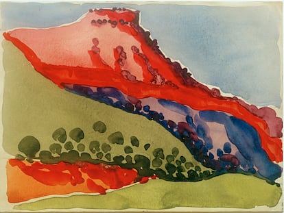 'Red Mesa', de Georgia O'Keeffe (1887-1986), pintat el 1917.