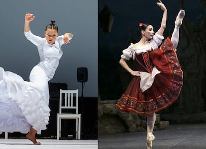 Rocío Molina (izquierda), en 'Caída del cielo'. Tamara Rojo, en 'Coppélia'.