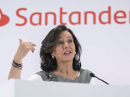 Ana Botín, en la presentación de resultados de 2018, en la sede del banco.
