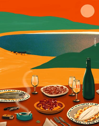 Pulpo y fandangos en la playa de Bolonia la última cena de la productora Luisa Matienzo.