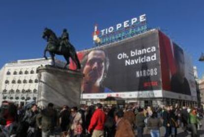 Anuncio de Netflix en la Puerta del Sol.