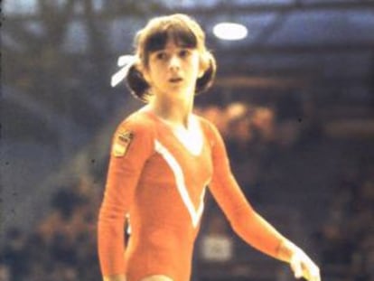 Gloria Viseras, en un campeonato internacional de gimnasia en 1978.