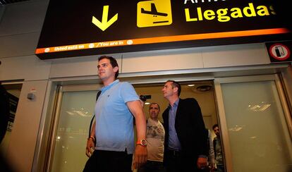 Albert Rivera a su llegada al aeropuerto de Barajas procedente de Venezuela.