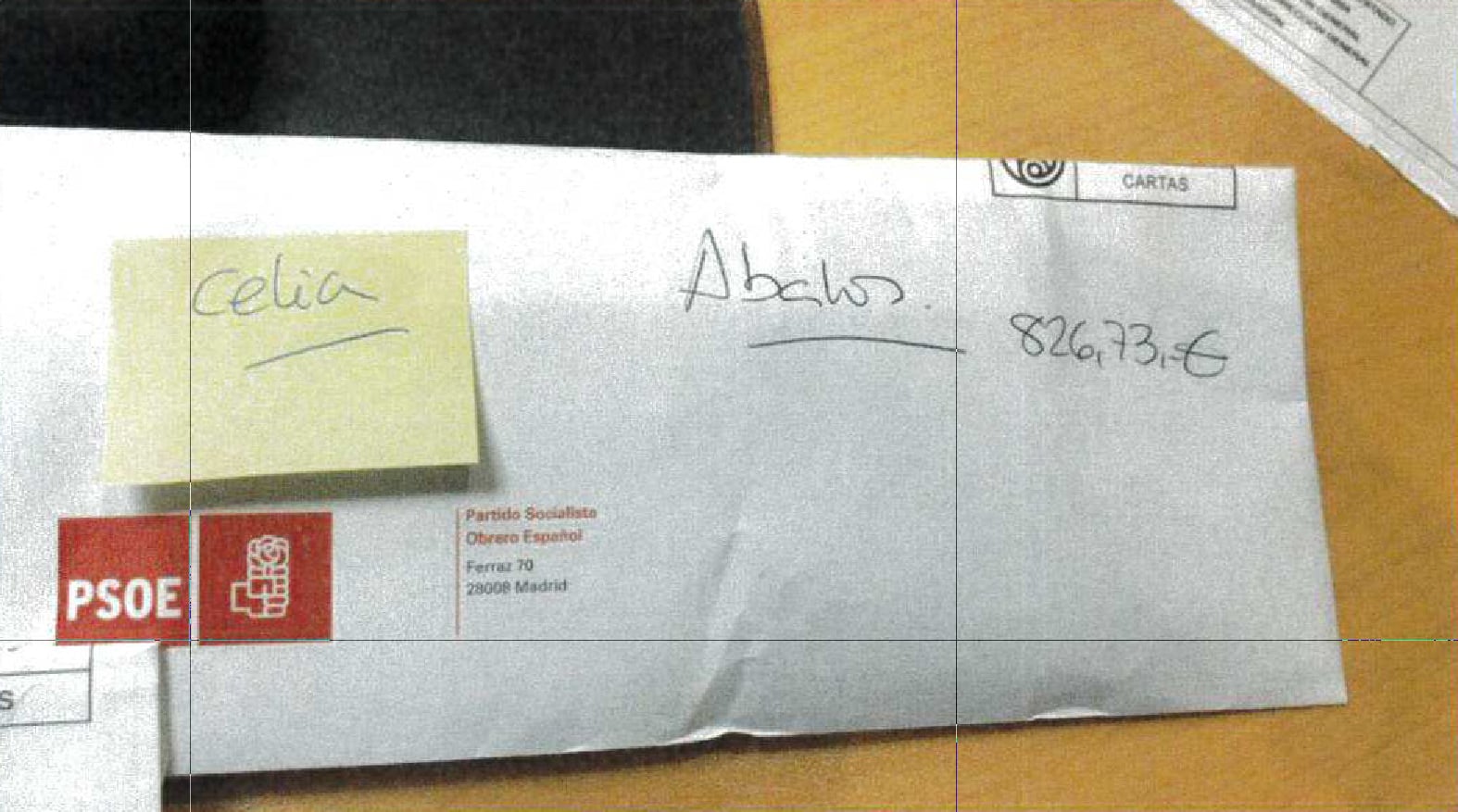 Fotografía incluida en el informe de la UCO en la que figura el apellido 
