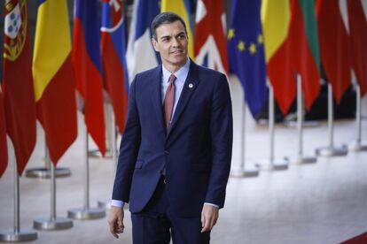 El presidente del Gobierno español, Pedro Sánchez, tras la cumbre en Bruselas por el Brexit. 