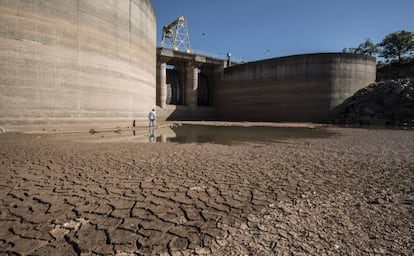 Represa de Jaguari, do Sistema Canteira, que est&aacute; com 15,3% do volume de &aacute;gua.