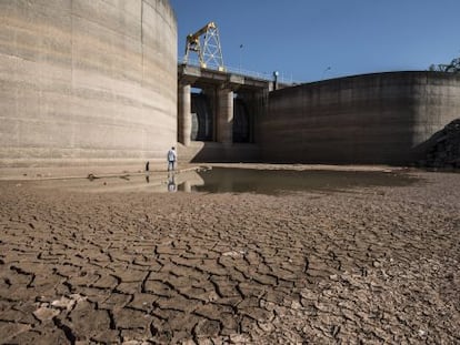 Represa de Jaguari, do Sistema Canteira, que est&aacute; com 15,3% do volume de &aacute;gua.