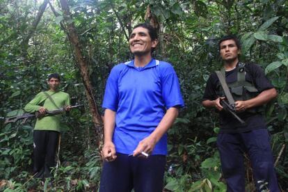 Mart&iacute;n Quispe Palomino, alias &#039;Gabriel&#039;, terrorista de Sendero Luminoso entrevistado en la selva el pasado martes.