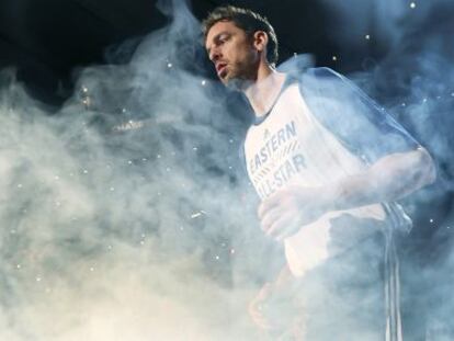 Pau Gasol, durante la presentaci&oacute;n de los equipos All Star.