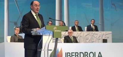 El presidente de Iberdrola, Ignacio S&aacute;nchez Gal&aacute;n, durante su intervenci&oacute;n ante la Junta General de Accionistas de la el&eacute;ctrica Iberdrola.