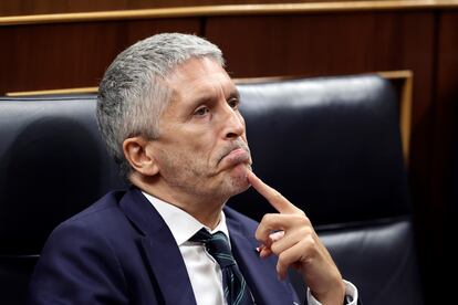 El ministro del Interior, Fernando Grande-Marlaska, en la sesión plenaria del Congreso del pasado martes.