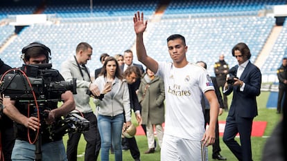 Presentación de Reinier Jesus Carvalho como jugador del Real Madrid en 2020.
