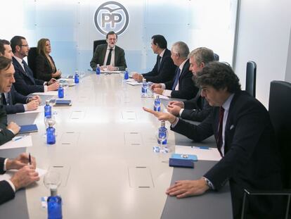 Mariano Rajoy, durant la reunió del comitè de direcció celebrada avui a Madrid.