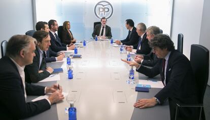 Mariano Rajoy, durant la reunió del comitè de direcció celebrada avui a Madrid.