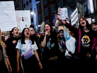 Manifestación en Madrid por el 8 de Marzo, día internacional de la mujer.