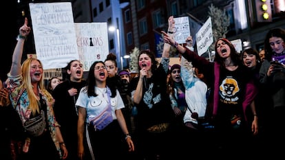 Manifestación en Madrid por el 8 de Marzo, día internacional de la mujer.