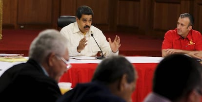 El presidente venezolano, Nicol&aacute;s Maduro, este martes en Caracas.