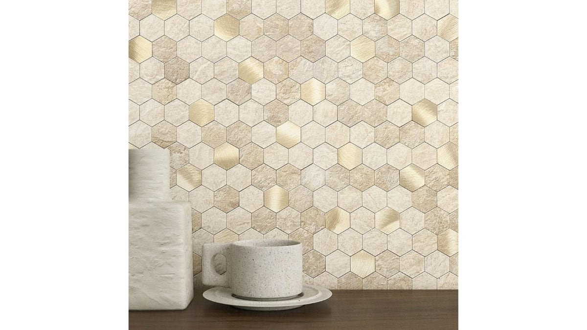 Azulejos adhesivos hexagonales.