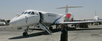 El nuevo avión espía israelí, durante su exhibición ayer en las instalaciones de la Israel Aerospace Industries, cerca de Tel Aviv.