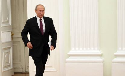 El presidente ruso, Vladímir Putin, este jueves en el Kremlin en Moscú.