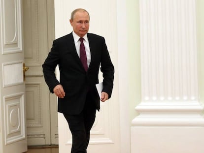 El presidente ruso, Vladímir Putin, este jueves en el Kremlin en Moscú.