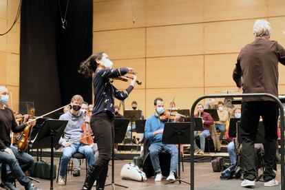 Ensayo de la Orquesta Sinfónica de Galicia para el concierto de este viernes, en una imagen cedida.