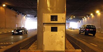 A radar in a tunnel in Costa Rica street in the center of Madrid.
