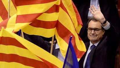 Artur Mas, ayer, en un acto de campaña de CiU.