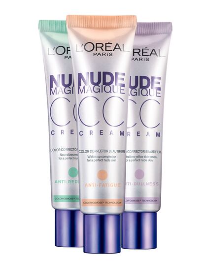 No una sino tres son las CC Creams que ha presentado L'Oreal. Cada una de ellas esta específicamente indicada para tratar algunos de los problemas más comunes de la piel: las rojeces, el cansancio y el tono apagado. (11,95 euros).