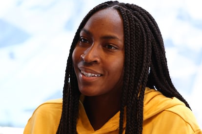 Gauff, durante la entrevista con EL PAÍS en la Caja Mágica de Madrid.