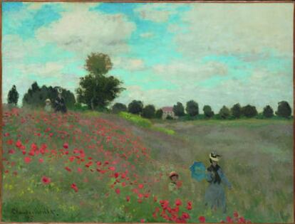 Oleo sobre lienzo titulado <i>Les Coquelicots à Argenteuil</i> (50 x 65,3 cm), pintado en 1873 por Monet.