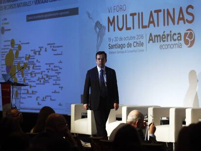 Luis Felipe Céspedes, ayer durante el VI Foro Multilatinas, en Santiago de Chile.