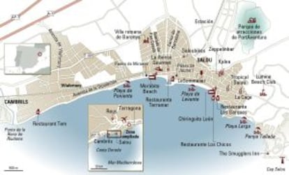 Mapa de Salou y alrededores.