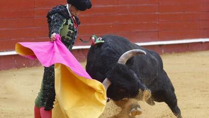 Ruiz Manuel, ayer en la plaza de Almer&iacute;a en su primer toro.
