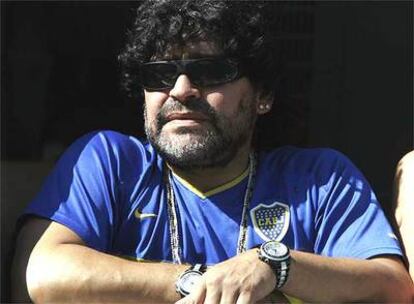 Maradona, en un palco de La Bombonera