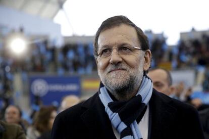 El presidente Mariano Rajoy a su llegada al mitin de campaña celebrado el domingo en Las Rozas.