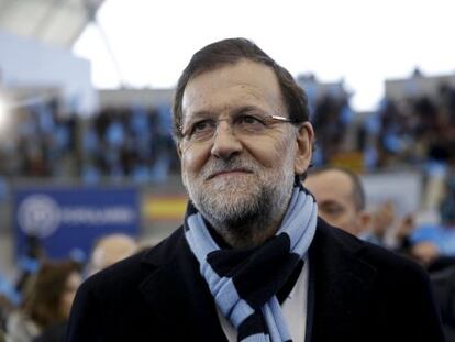 El presidente Mariano Rajoy a su llegada al mitin de campaña celebrado el domingo en Las Rozas.