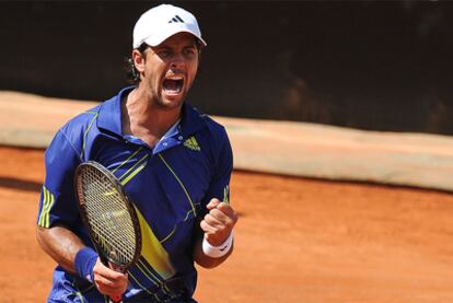 Fernando Verdasco, durante el partido ante Djokovic en Roma.