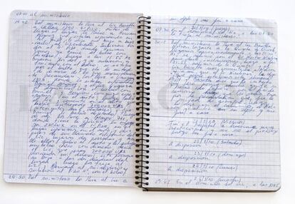 Detalle de uno de los cuadernos donde el chófer Oscar Centeno registró los traslados de presunto dinero negro de la política durante el kirchnerismo